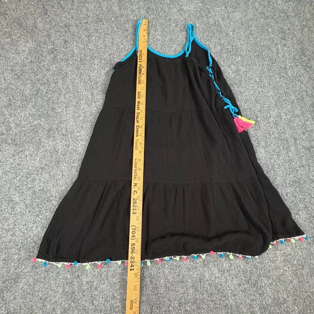 Justice Girls Dress 14 16 Black Tassel Pom‎ Pom Side Laceup Beach Coverup Boho